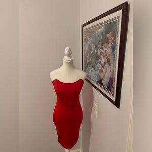 Stunning Red Strapless Corset Bodycon Dress!